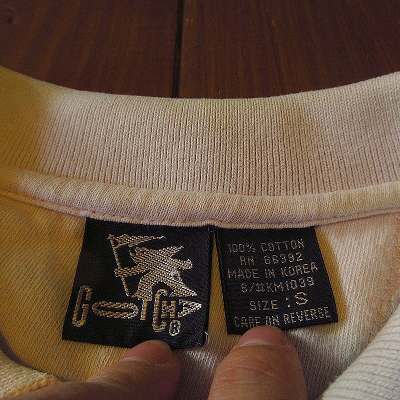 ビンテージ90's○GOTCHAコットンボーダーポロシャツ白×水色size