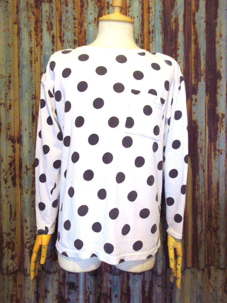 ビンテージ80's90's○STUDIO HQレディースドット柄長袖Tシャツ ビンテージ80's90's○STUDIO HQレディースドット柄長袖Tシャツ