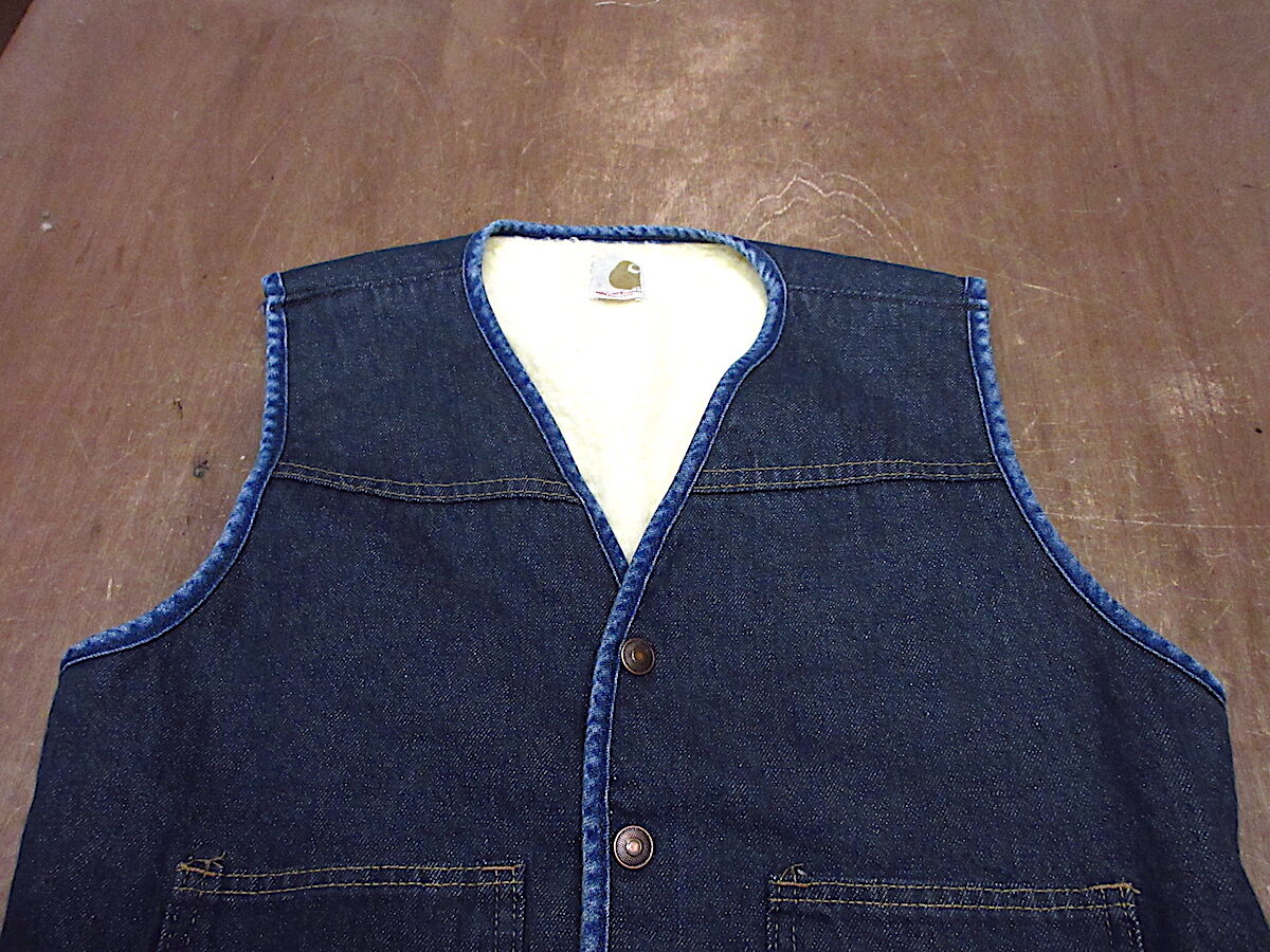 ビンテージ70's○Carhartt裏地ボアデニムベストsize s○231027p4-m-v