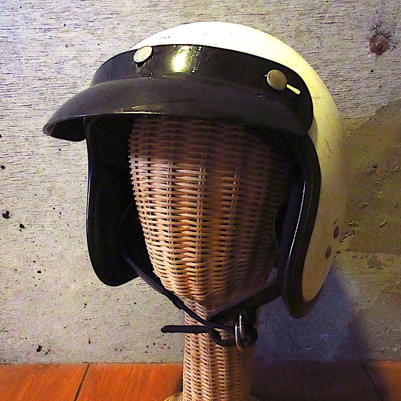 ビンテージ60's○SAFETECHバイザー付きジェットヘルメット白