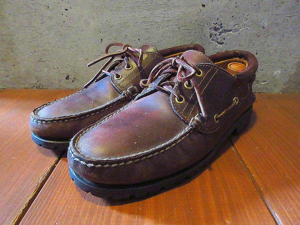 ビンテージ80's90's○Timberlandスリーアイレットクラシックラグデッキ