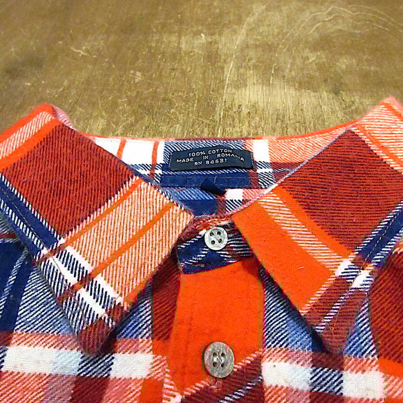 ビンテージ80's○BIG YANKチェック柄長袖プリントネルシャツsize XXL