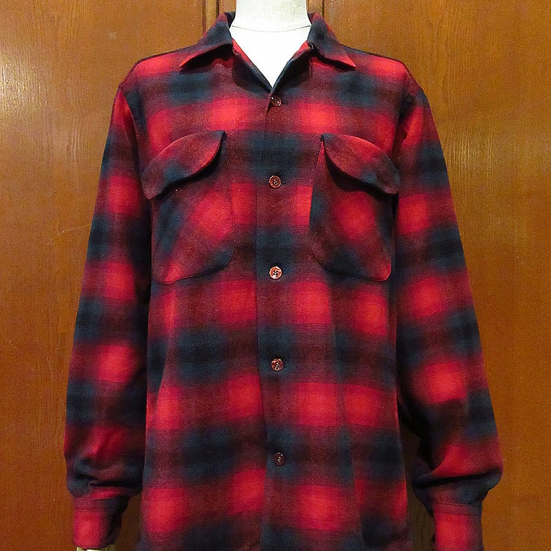 ビンテージ60's○PENDLETONシャドーチェックウールループカラーシャツ