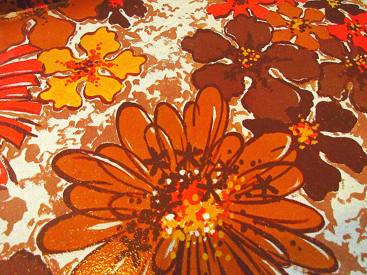 ビンテージ70's○レトロフラワーティントレイフォールディング