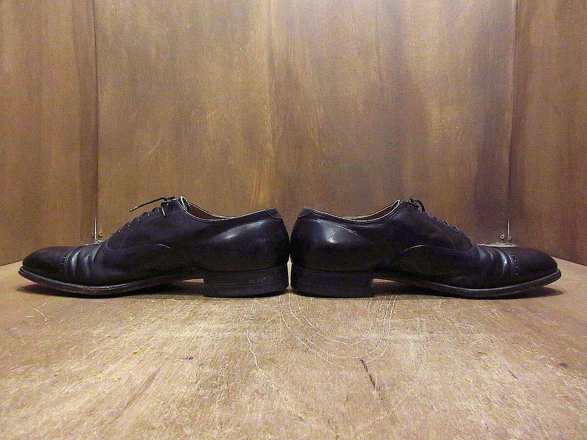 ビンテージ40's50's○FLORSHEIM内羽根式キャップトゥシューズ黒size 11 1...