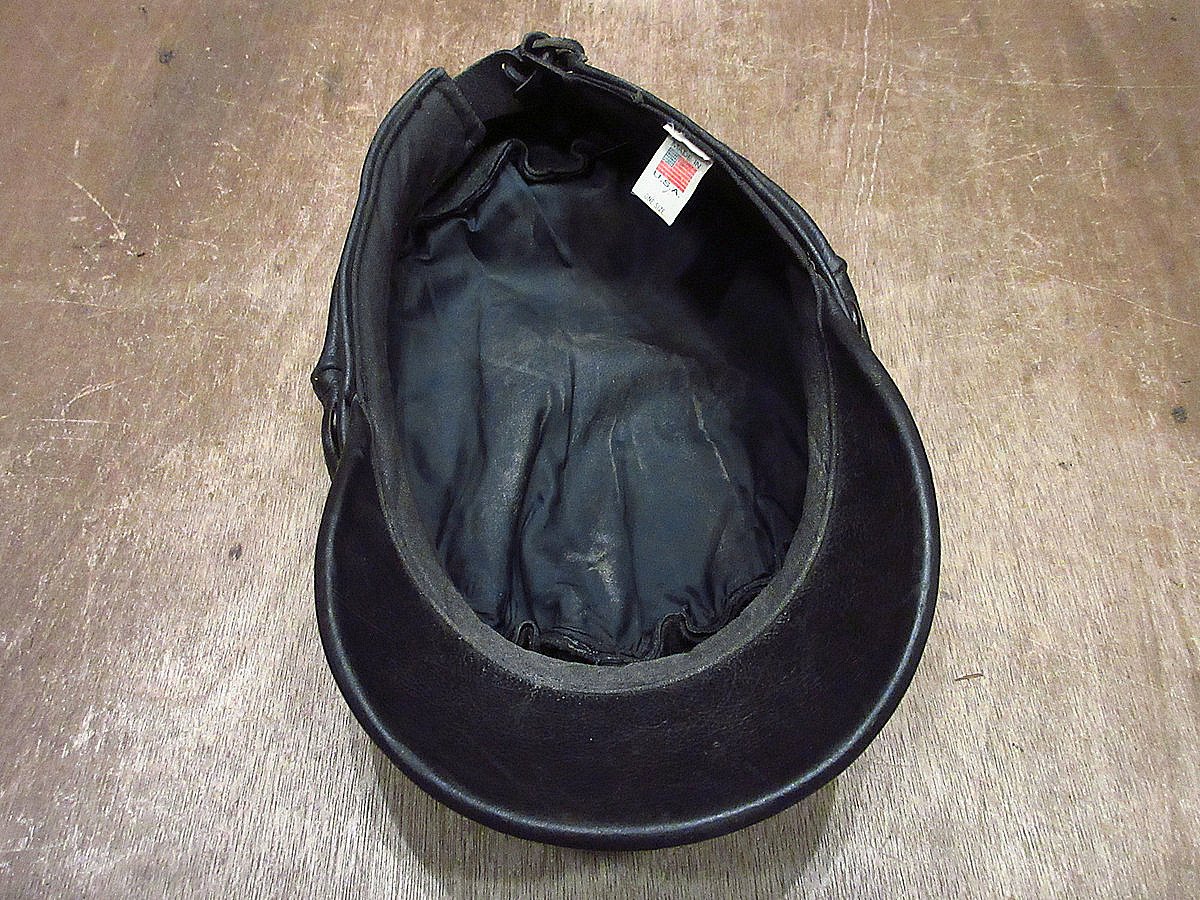 ビンテージ○レザーモーターサイクルキャップ黒○231119i2-m-cp-ot