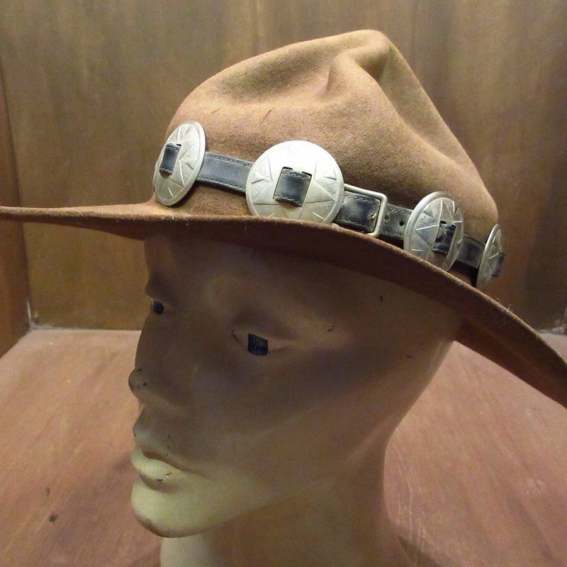 ビンテージ○キャンペーンハット茶○201129n8-m-ht-flt コンチョ