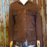 ビンテージ70's●フリンジジャケット焦げ茶size 12●250217j8-m-jk-otレトロ古着1970sヒッピー