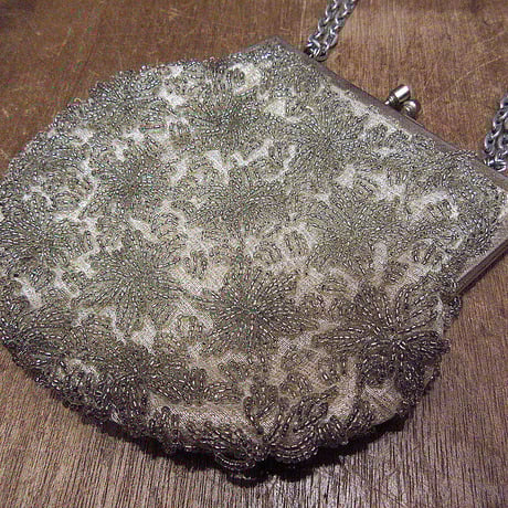 ビンテージ-70’s●ビーズがま口ハンドバッグ●230331k6-bag-hndイブニングバッグパーティドレス