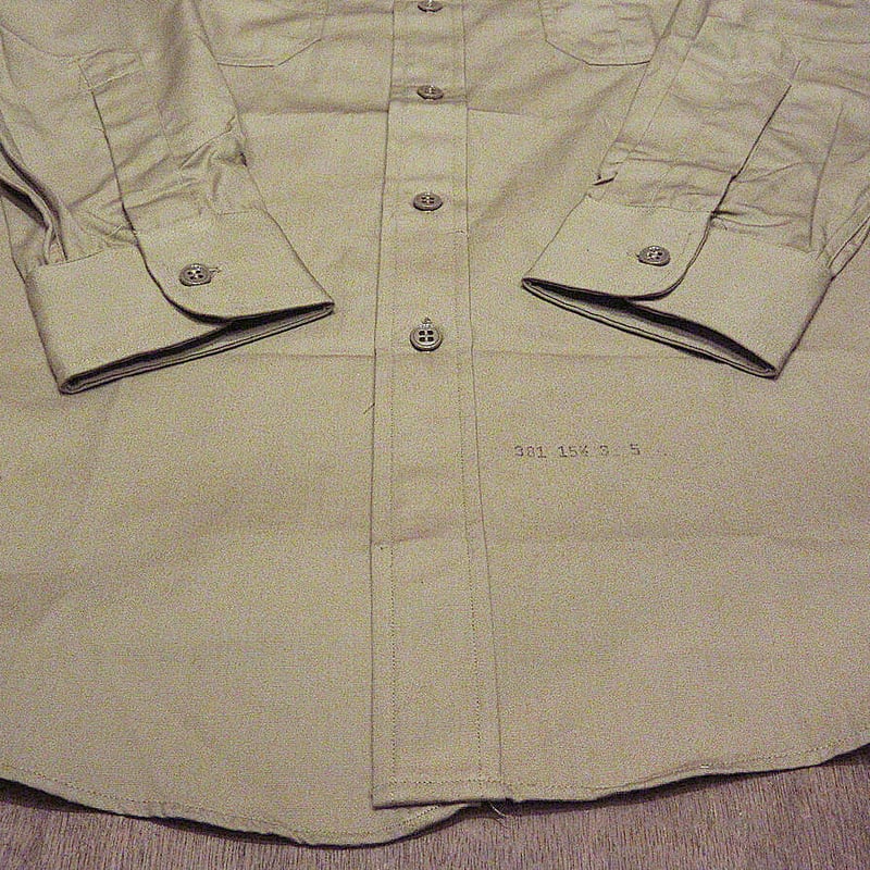 ビンテージ40's○DEADSTOCK HANOVERマチ付きポプリンワークシャツ