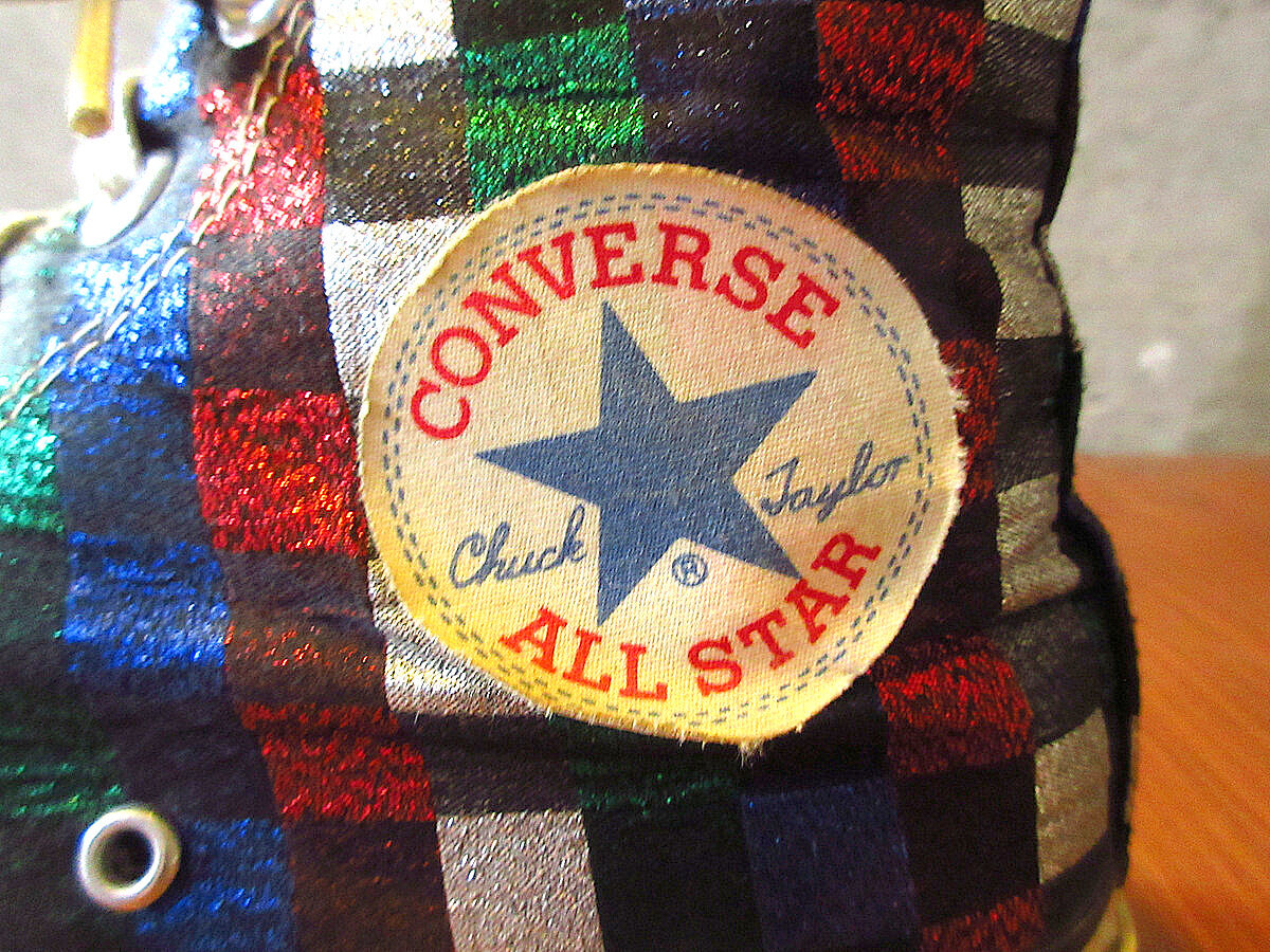 ビンテージ80's○CONVERSEオールスターHIラメチェッカーsize 8