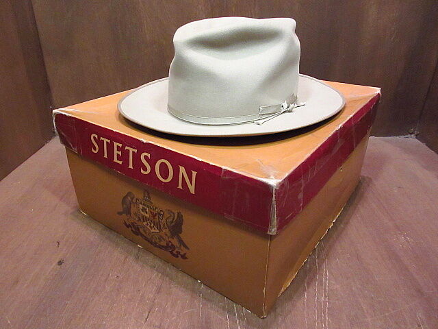 50s ヴィンテージ　STETSON フェドラハット　3/8 ビンテージ50's○箱付きSTETSON OPEN ROADフェドラハット7 5/8
