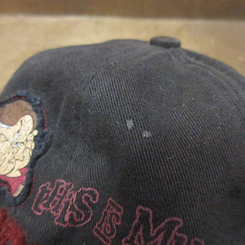 ビンテージ90's2000's○Disney Grumpy 6パネルキャップ黒×赤○25042