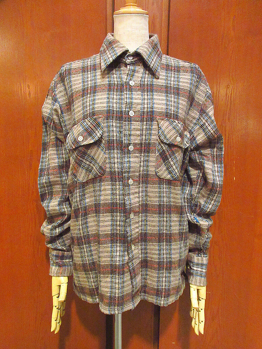 ビンテージ70's○FRUIT OF THE LOOMチェック長袖シャツ○220920m1-m