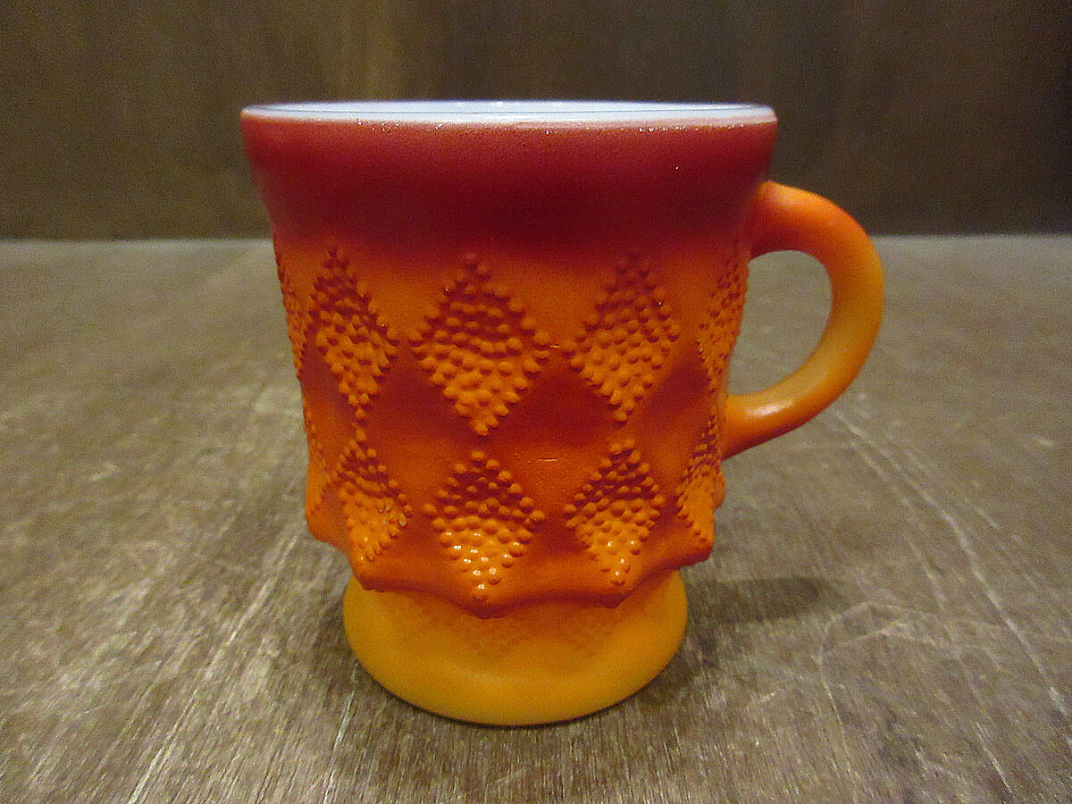 Fire King○キンバリーマグ赤×橙○230301i4-frkファイヤーキングミルク