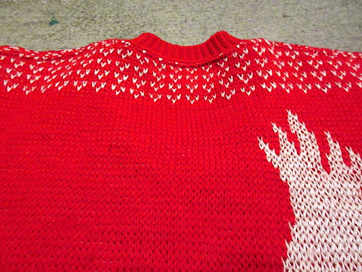 ビンテージ50's○JantzenウールジャガードVネックセーターsize 34