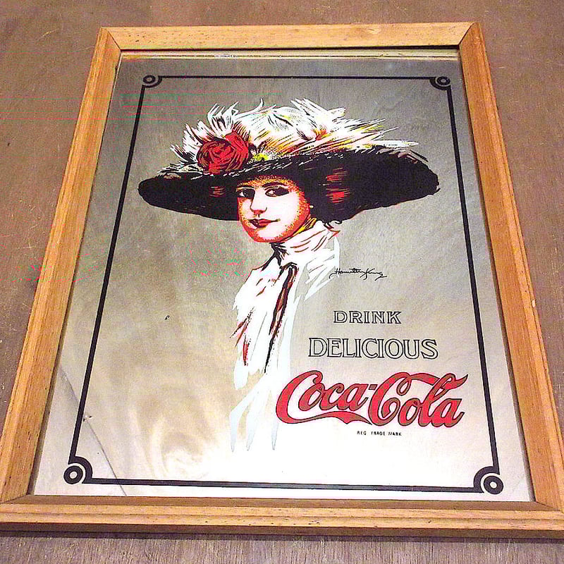 ビンテージ○Coca Cola壁掛けパブミラー○220704k6-sign雑貨インテリア