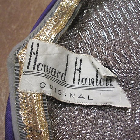 ビンテージ40's50's●Howard Hanlon羽根付きツートンヘッドドレスグレー×紫●230904i3-w-hdレディース帽子ハットパーティ