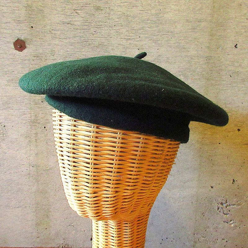 ビンテージ60's70's○Beret Basqueウールベレー帽緑○230930k7-m-c...