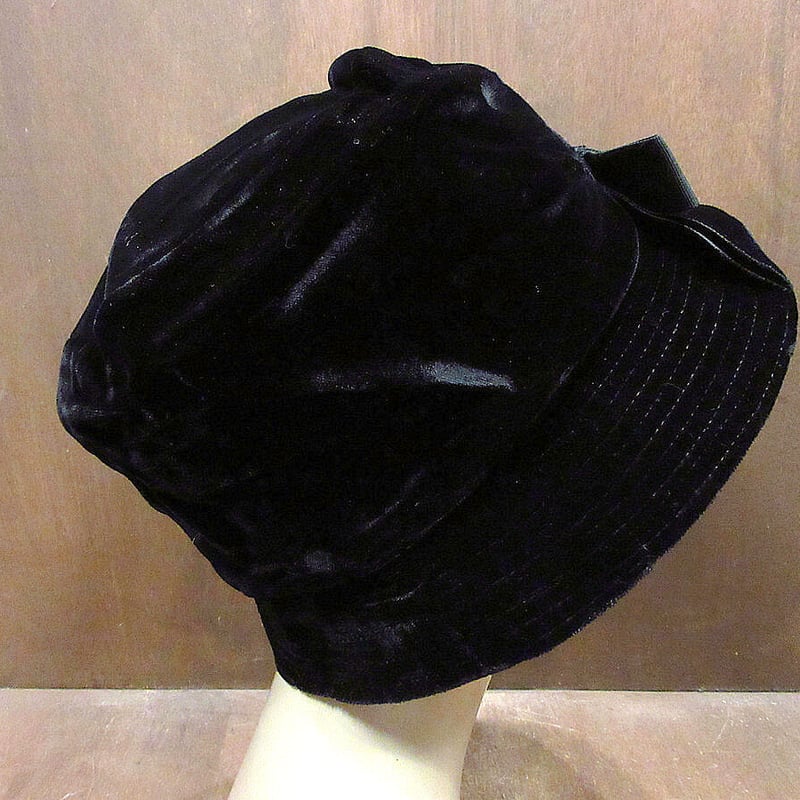 ビンテージ-60's○Evelyn Voronレディースベロアハット黒size 22 ビンテージ-60's○Evelyn Voronレディースベロアハット黒size 22