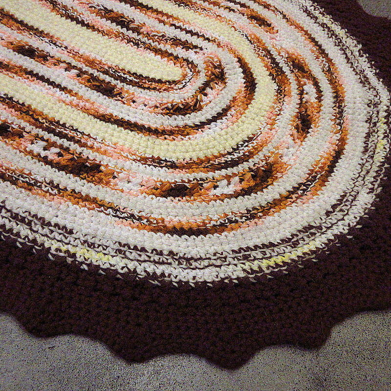 ビンテージ○かぎ針編みラグsize 約120cm×約70cm○230327k5-rug インテ