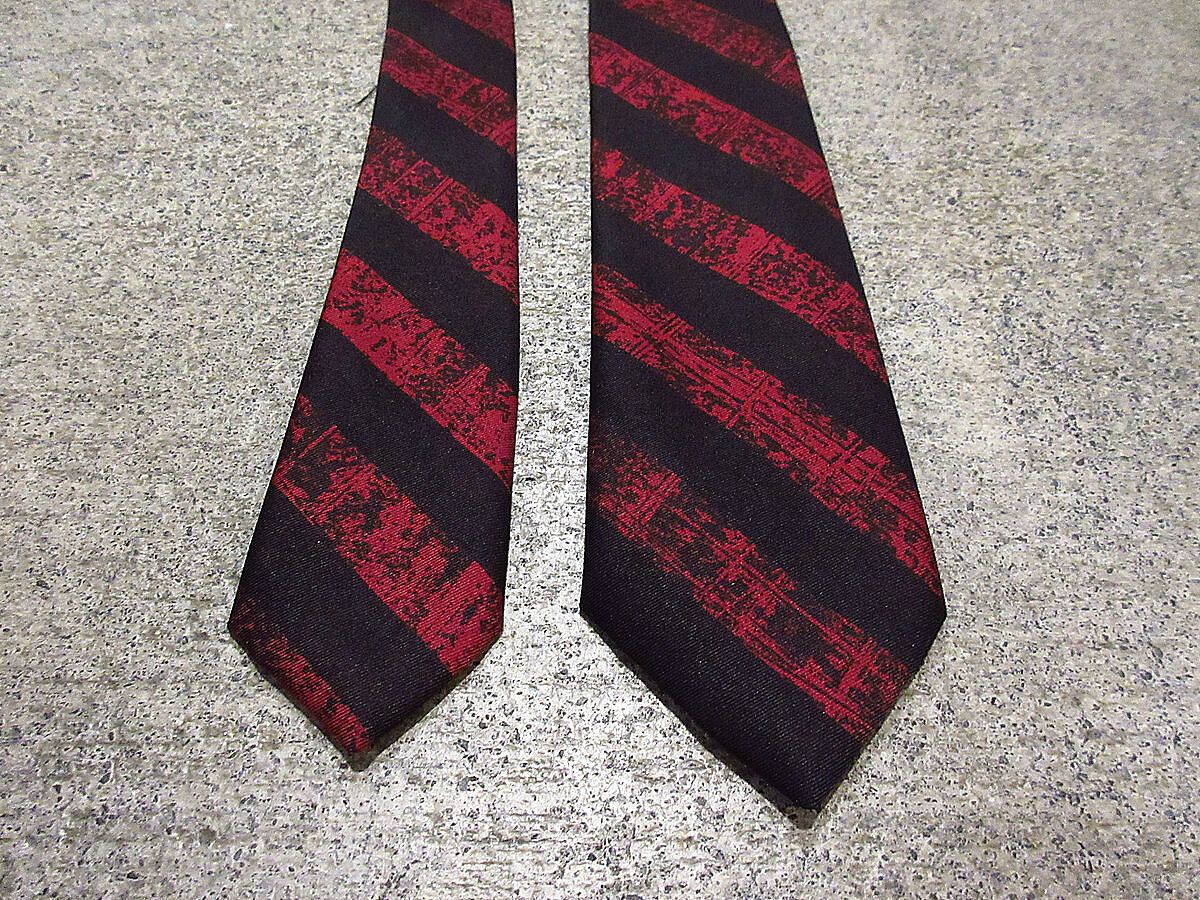 ビンテージ60's○GIVENCHYストライプネクタイ赤×黒○230913i1 ビンテージ60's○GIVENCHYストライプネクタイ赤×黒○230913i1