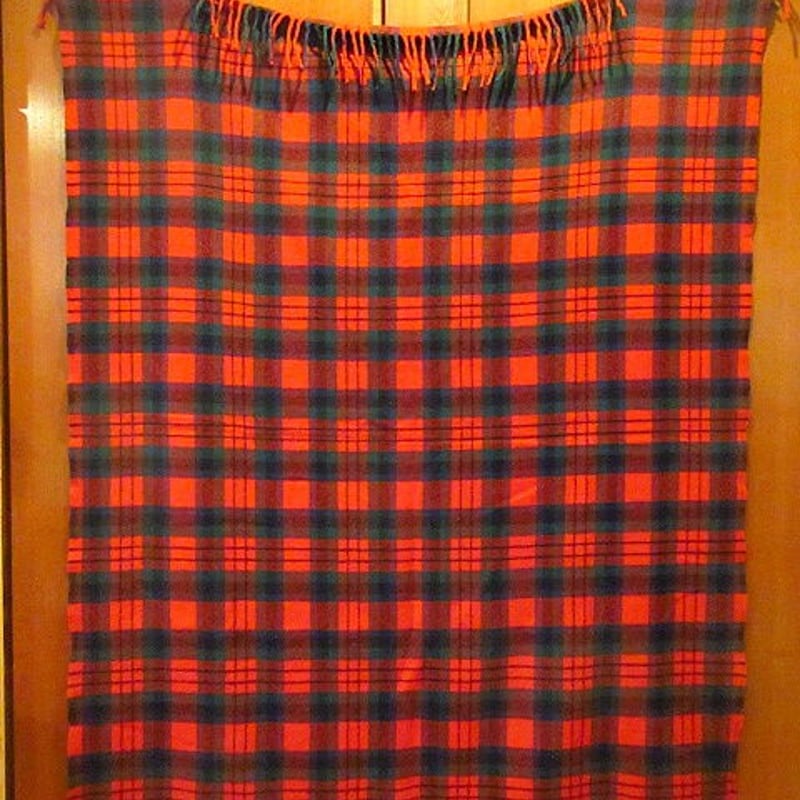 ビンテージ70's○PENDLETONタータンチェックウールブランケット赤