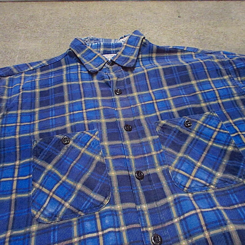 ビンテージ50's60's○POLARチェックプリントネルシャツ○220221r4-m-lss