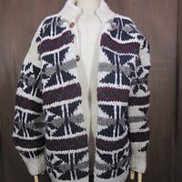 ビンテージ● 総柄ウールカウチン●250124z3-m-cowメンズ古着ニットセーターカーディガン