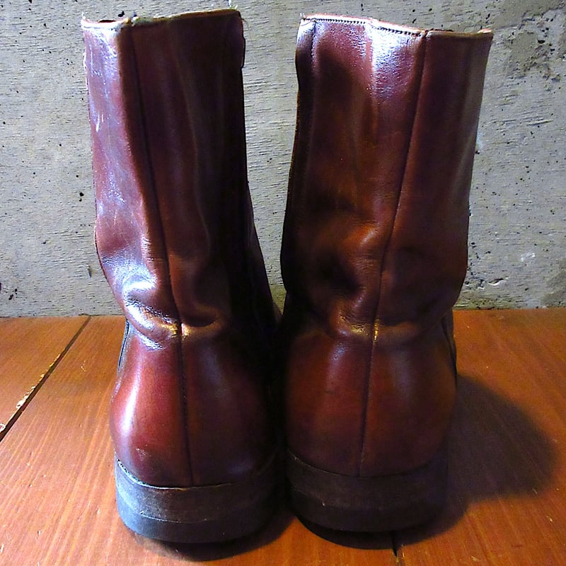 ビンテージ70's80's○FLORSHEIMサイドジップブーツ茶size 9 E○25093