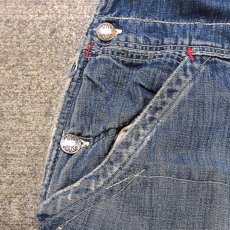 ビンテージ50's○POWR-HOUSEデニムオーバーオール実寸W108cm○220629i7