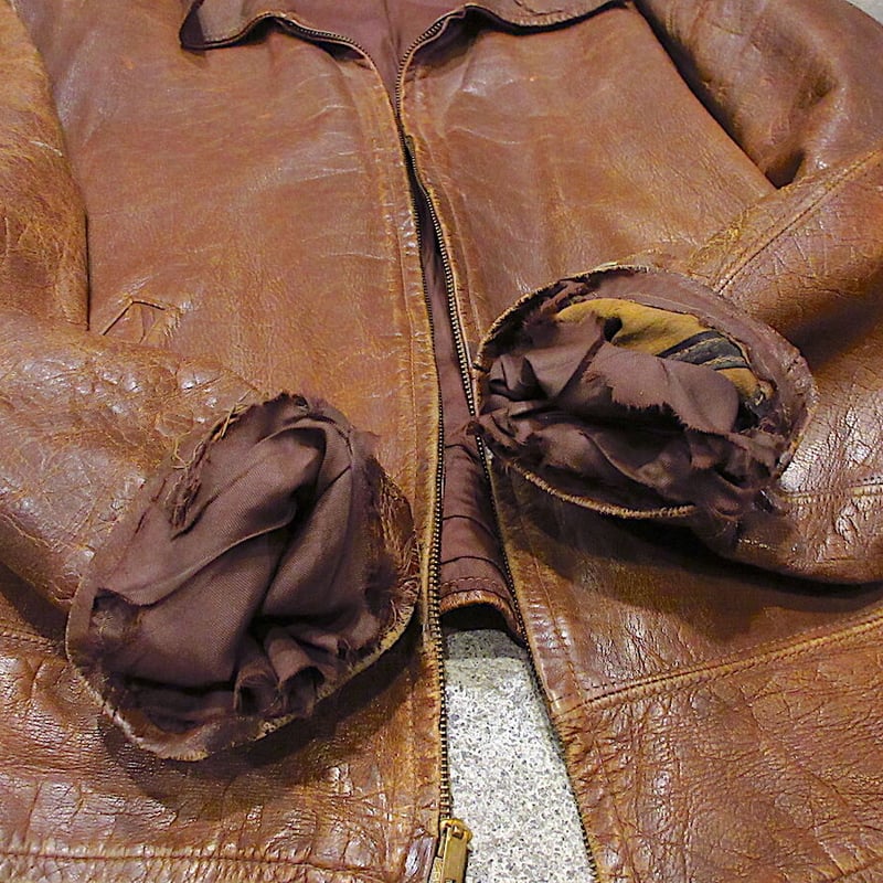 ビンテージ40's○レザースポーツジャケット茶○220822r8-m-jk-lt古着