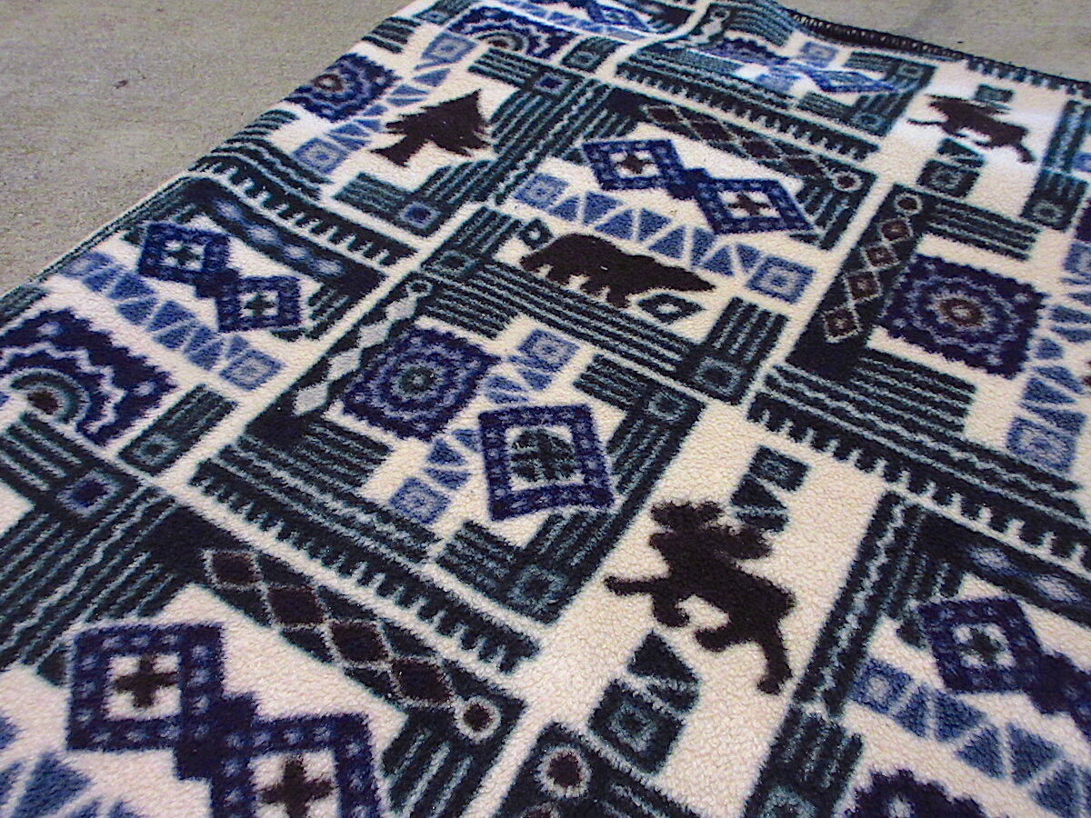 ビンテージ90's○L.L.Beanフリース総柄ブランケットsize 146cm×146cm○