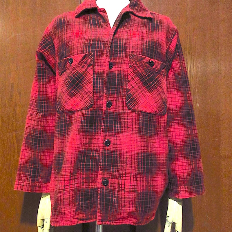 ビンテージ50's○PENNEY'Sオンブレチェックコットンプリントネルシャツ