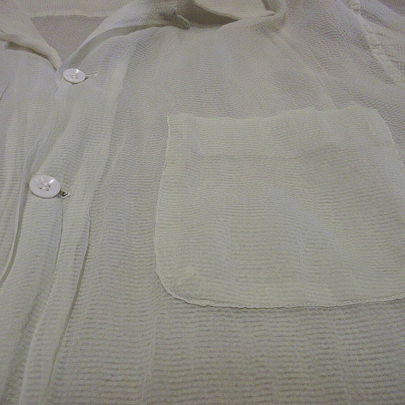 ビンテージ50's○ナイロンシアサッカーループカラーシャツsize M