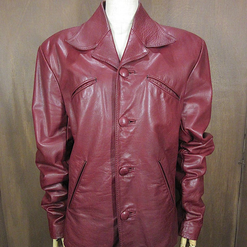 ビンテージ70's○GLASS WATERレザージャケット小豆色○250326z2