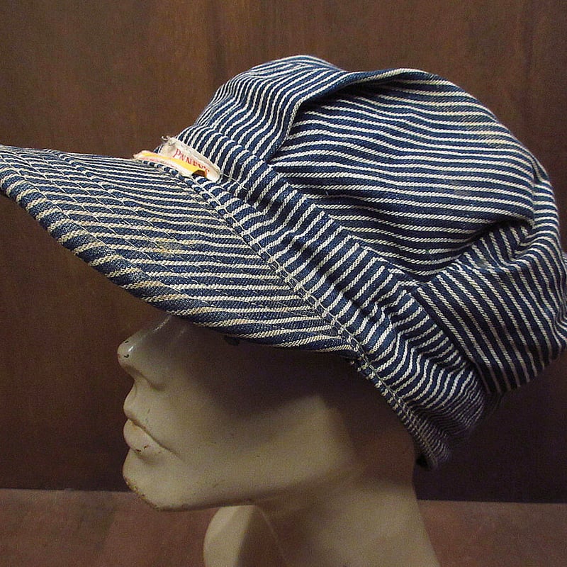 ビンテージ50's○PENNEY'S PAY DAYヒッコリーストライプワークキャップ