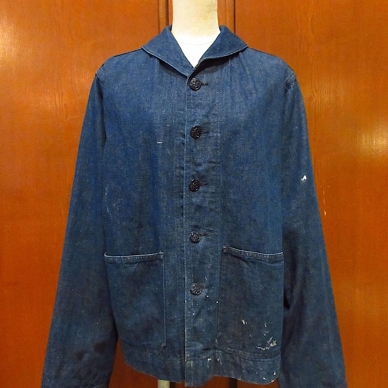 ビンテージ40's○U.S.NAVYショールカラーデニムカバーオール ビンテージ40's○U.S.NAVYショールカラーデニムカバーオール
