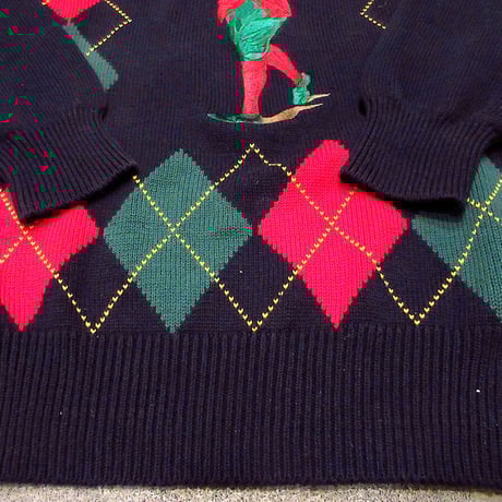 ビンテージ80’s90’s●Pringle Hand Intarsiaコットンゴルファーセーターsize XL●220404k2-m-swr 1980s1990sゴルフメンズ