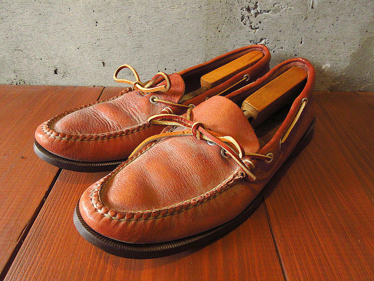 ビンテージ70's○DEADSTOCK L.L.Beanレザーモカシンローファー茶size 1