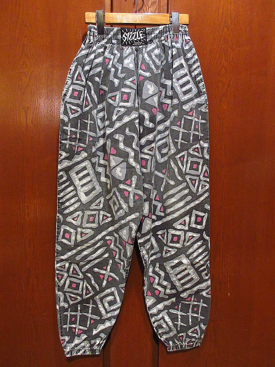 90's LIMPIES old skate 総柄 イージーパンツ usa製 USA製 80s LIFE'S A BEACH Skull Pattern Cotton Easy Pants