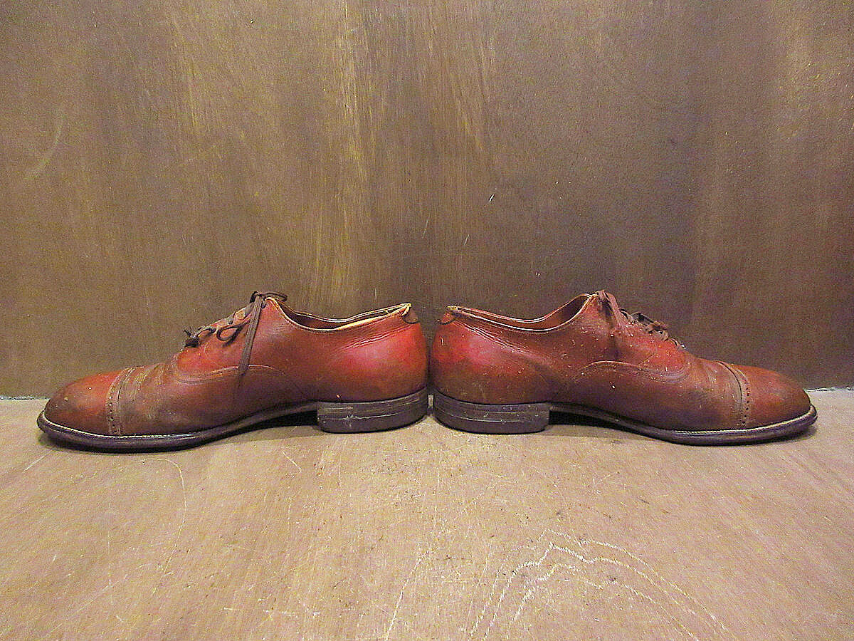 ビンテージ40's50's○ストレートチップシューズ茶size 9○210910s1-m-ds