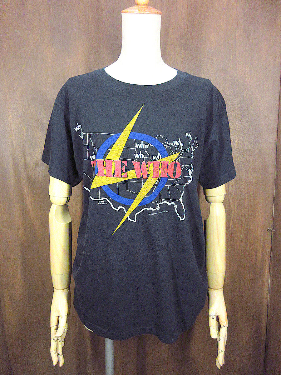 ビンテージ80's○THE WOOプリントTシャツ黒○231025j4-m-tsh-bn古着ザ