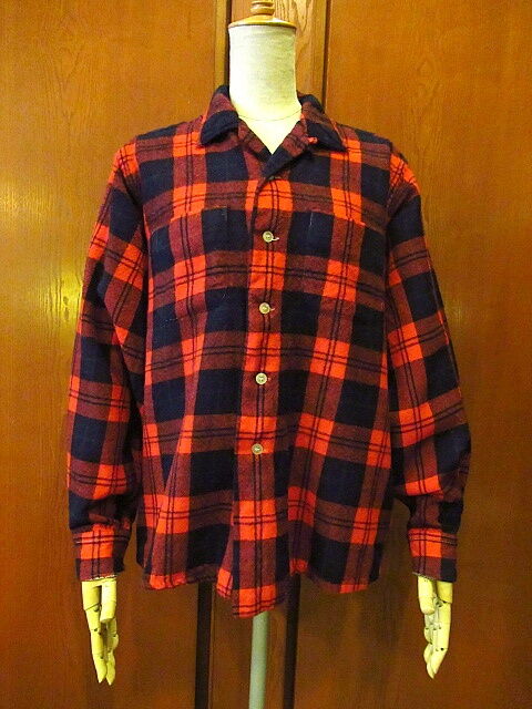 60s ビンテージ チェック ウールシャツ ビンテージ60's○Wellingtonチェックウールループカラーシャツ