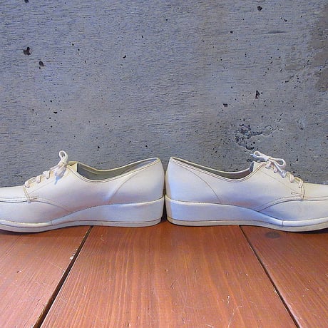 ビンテージ70’s●DEADSTOCK VOGUEレディースUチップシューズ白size 8AA/AAAA●250225k7-w-dshs-24cm 1970sデッドストックレトロ