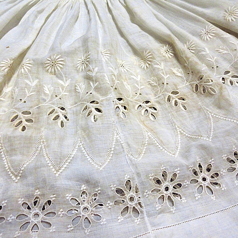 ビンテージ~10's○レース刺繍柄コットン半袖ワンピース白○250907n3-w