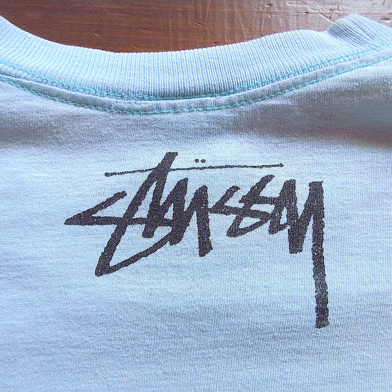 Stussy 青 レザー シャツジャケット M