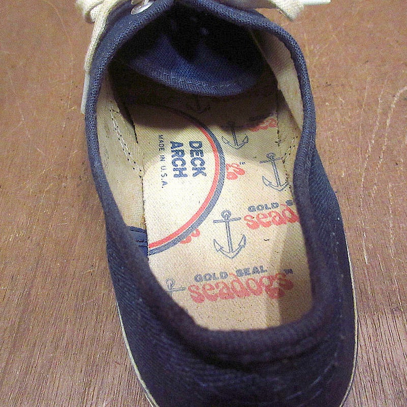 ビンテージ70's○GOLD SEAL seadogsキャンバススニーカー紺size