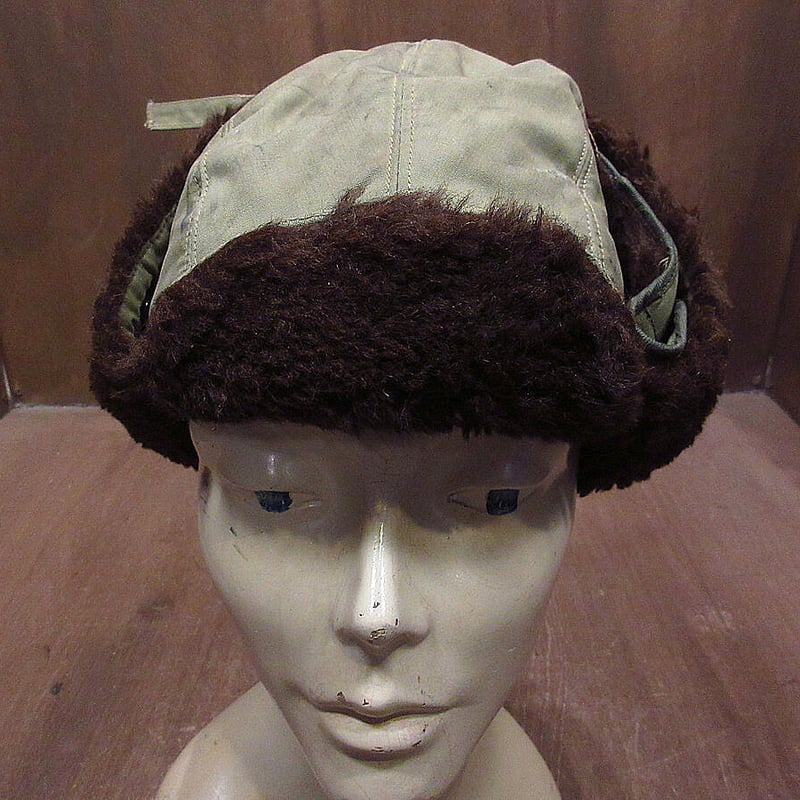 ビンテージ40's50's○ミリタリーアルパカパイルフライトキャップ