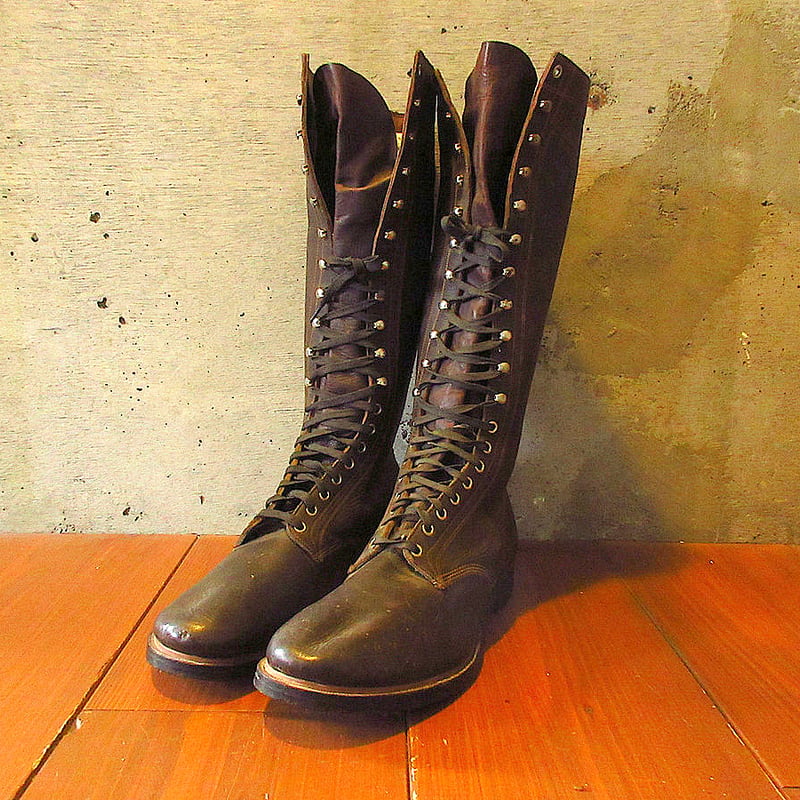 ビンテージ40's○DEADSTOCK？STAR BRANDレースアップワークブーツ茶size